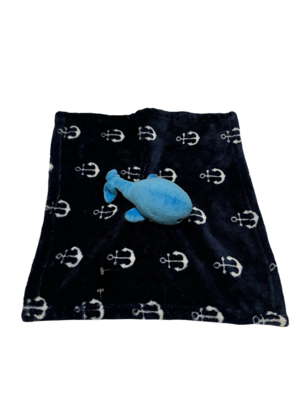 Hudson Baby HB Blue Whale Plush Lovey Anchors Security Blanket 14 x 14